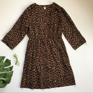 Old Navy Brown Leopard Print Crew Neck Mini Dress